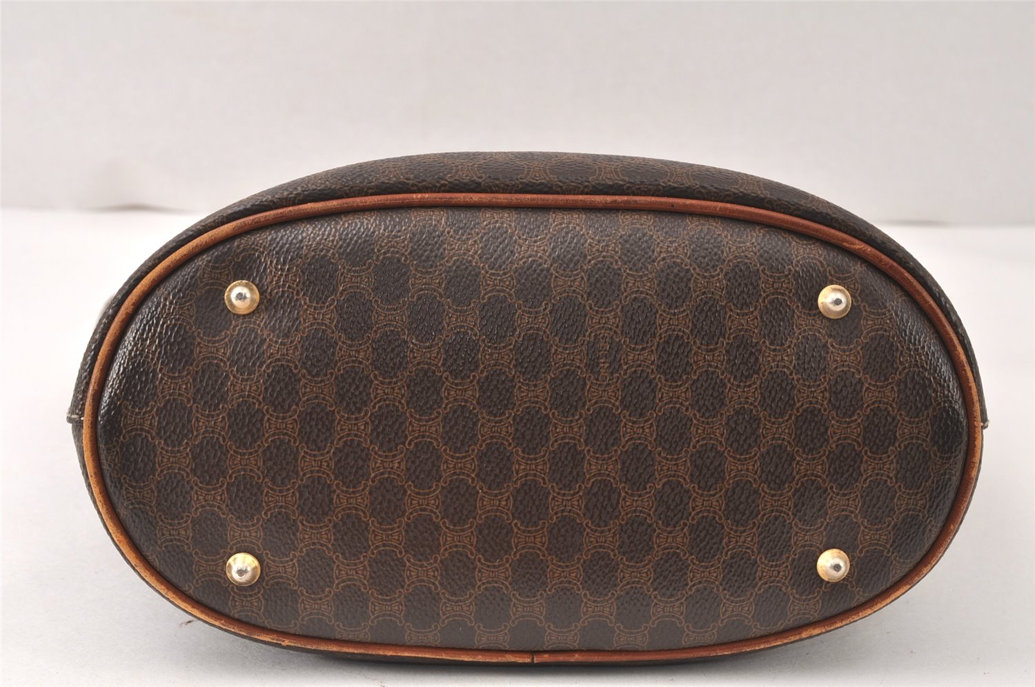 Authentic CELINE Macadam Blason Shoulder Hand Bag PVC Leather Brown 5114K
