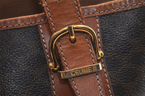 Authentic CELINE Macadam Blason Shoulder Hand Bag PVC Leather Brown 5114K