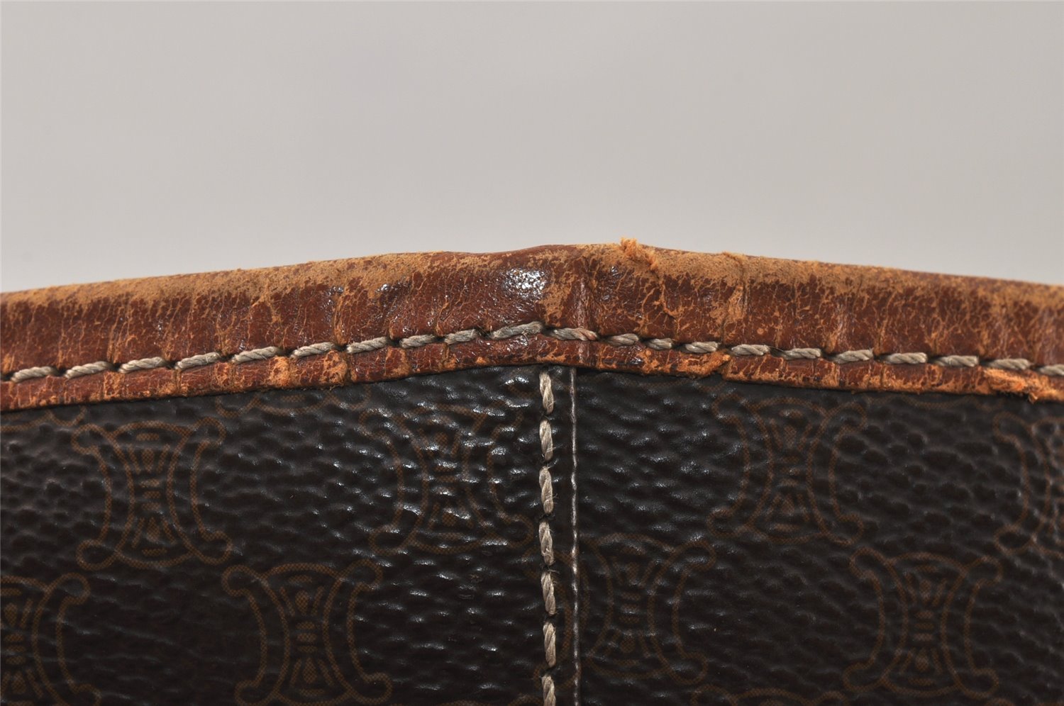 Authentic CELINE Macadam Blason Shoulder Hand Bag PVC Leather Brown 5114K