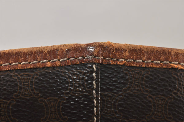 Authentic CELINE Macadam Blason Shoulder Hand Bag PVC Leather Brown 5114K