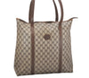 Authentic GUCCI Vintage Shoulder Tote Bag GG PVC Leather Brown 5115K