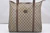 Authentic GUCCI Vintage Shoulder Tote Bag GG PVC Leather Brown 5115K