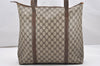 Authentic GUCCI Vintage Shoulder Tote Bag GG PVC Leather Brown 5115K