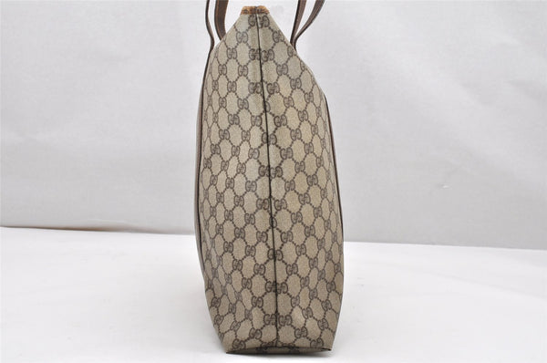 Authentic GUCCI Vintage Shoulder Tote Bag GG PVC Leather Brown 5115K