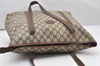 Authentic GUCCI Vintage Shoulder Tote Bag GG PVC Leather Brown 5115K