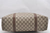Authentic GUCCI Vintage Shoulder Tote Bag GG PVC Leather Brown 5115K