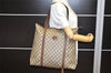 Authentic GUCCI Vintage Shoulder Tote Bag GG PVC Leather Brown 5115K