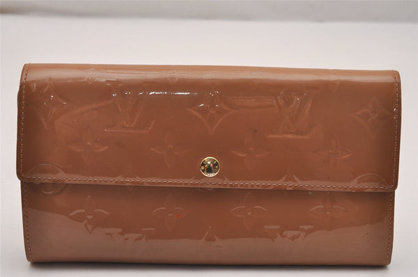 Authentic Louis Vuitton Vernis Portefeuille Sarah Wallet Beige M91764 LV 5118J