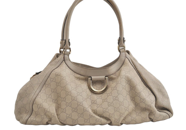Authentic GUCCI Guccissima Abbey Shoulder Tote Bag GG Leather 189835 White 5121K