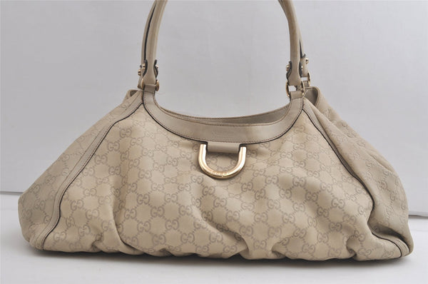 Authentic GUCCI Guccissima Abbey Shoulder Tote Bag GG Leather 189835 White 5121K