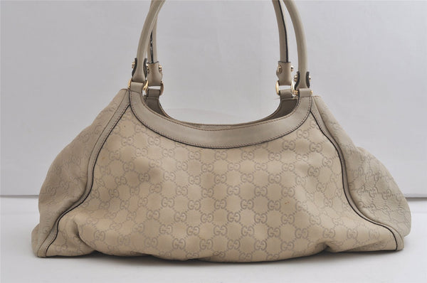 Authentic GUCCI Guccissima Abbey Shoulder Tote Bag GG Leather 189835 White 5121K