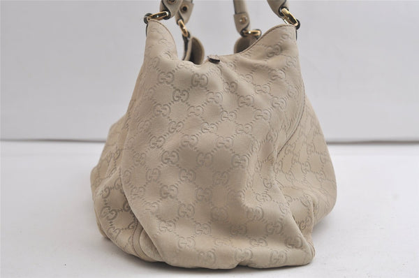 Authentic GUCCI Guccissima Abbey Shoulder Tote Bag GG Leather 189835 White 5121K