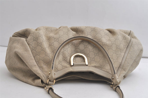 Authentic GUCCI Guccissima Abbey Shoulder Tote Bag GG Leather 189835 White 5121K