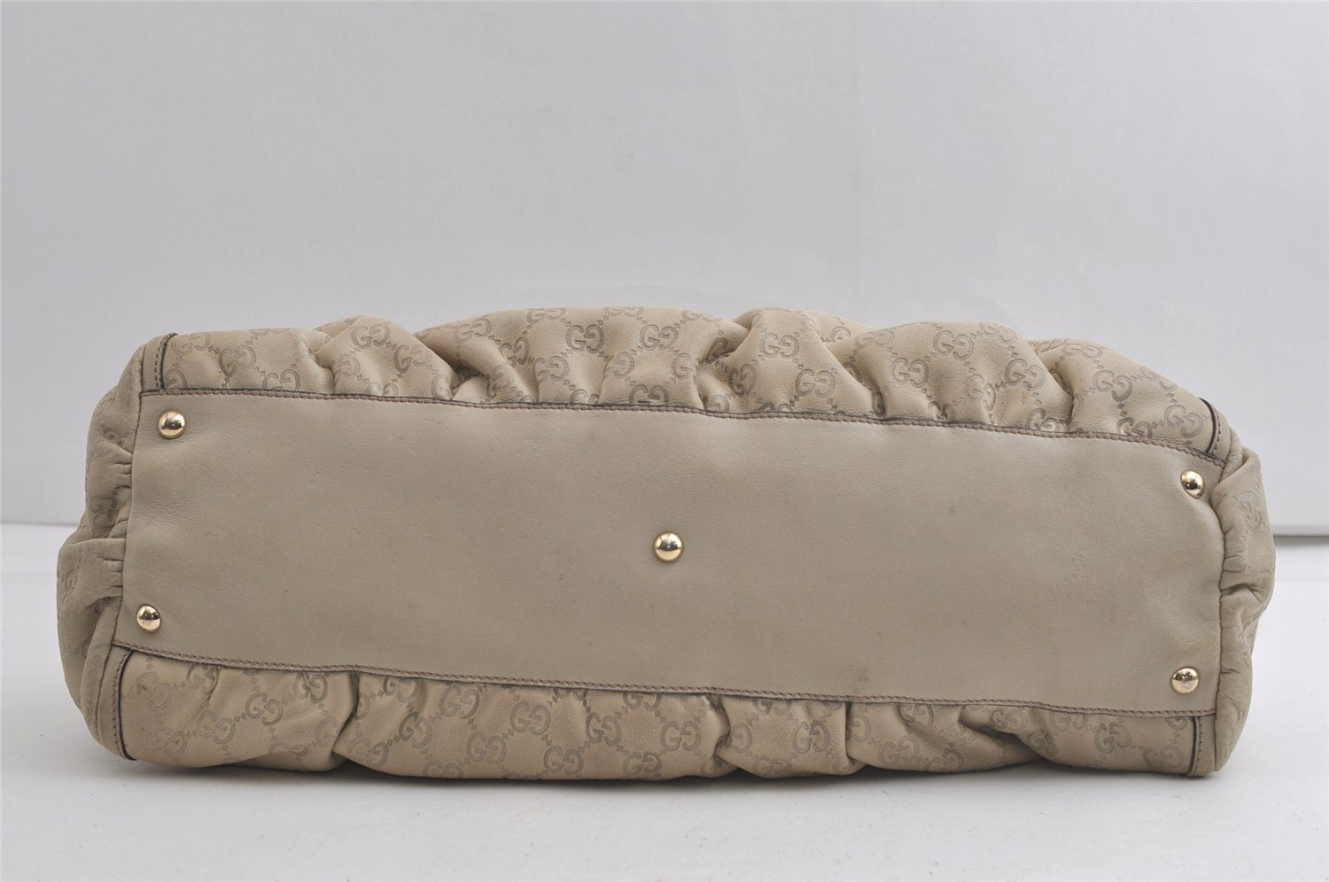 Authentic GUCCI Guccissima Abbey Shoulder Tote Bag GG Leather 189835 White 5121K