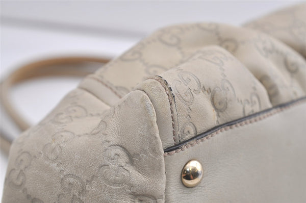 Authentic GUCCI Guccissima Abbey Shoulder Tote Bag GG Leather 189835 White 5121K