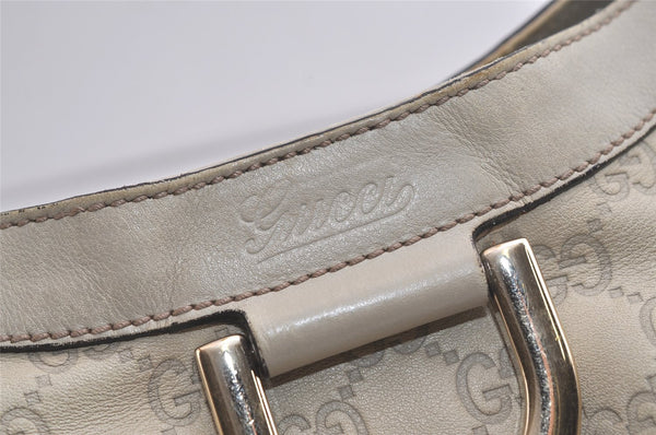 Authentic GUCCI Guccissima Abbey Shoulder Tote Bag GG Leather 189835 White 5121K