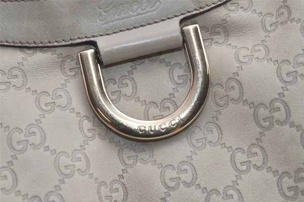 Authentic GUCCI Guccissima Abbey Shoulder Tote Bag GG Leather 189835 White 5121K