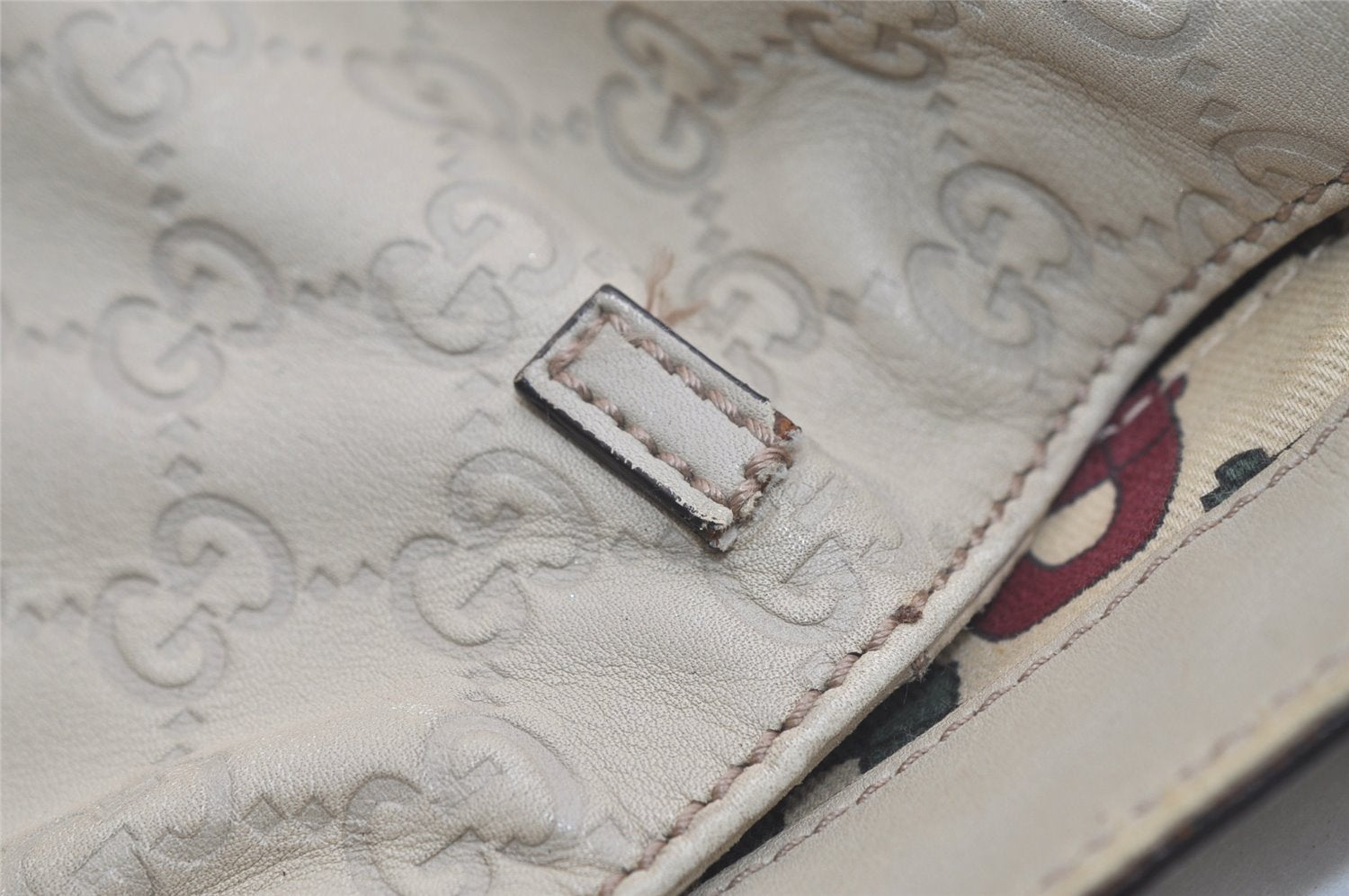 Authentic GUCCI Guccissima Abbey Shoulder Tote Bag GG Leather 189835 White 5121K