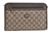 Authentic GUCCI Vintage Clutch Hand Bag Purse GG PVC Leather Brown 5122K