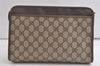 Authentic GUCCI Vintage Clutch Hand Bag Purse GG PVC Leather Brown 5122K