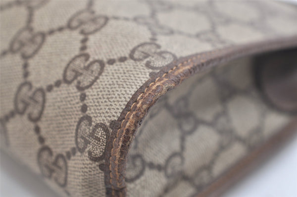 Authentic GUCCI Vintage Clutch Hand Bag Purse GG PVC Leather Brown 5122K