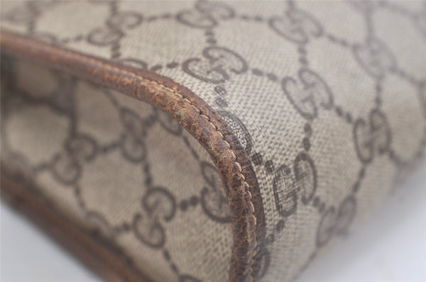 Authentic GUCCI Vintage Clutch Hand Bag Purse GG PVC Leather Brown 5122K