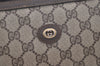 Authentic GUCCI Vintage Clutch Hand Bag Purse GG PVC Leather Brown 5122K