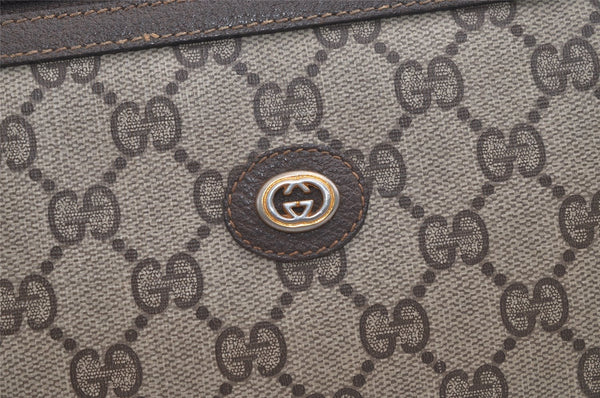 Authentic GUCCI Vintage Clutch Hand Bag Purse GG PVC Leather Brown 5122K