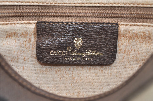Authentic GUCCI Vintage Clutch Hand Bag Purse GG PVC Leather Brown 5122K