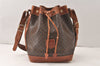 Authentic CELINE Macadam Blason Shoulder Drawstring Bag PVC Leather Brown 5123K