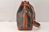 Authentic CELINE Macadam Blason Shoulder Drawstring Bag PVC Leather Brown 5123K