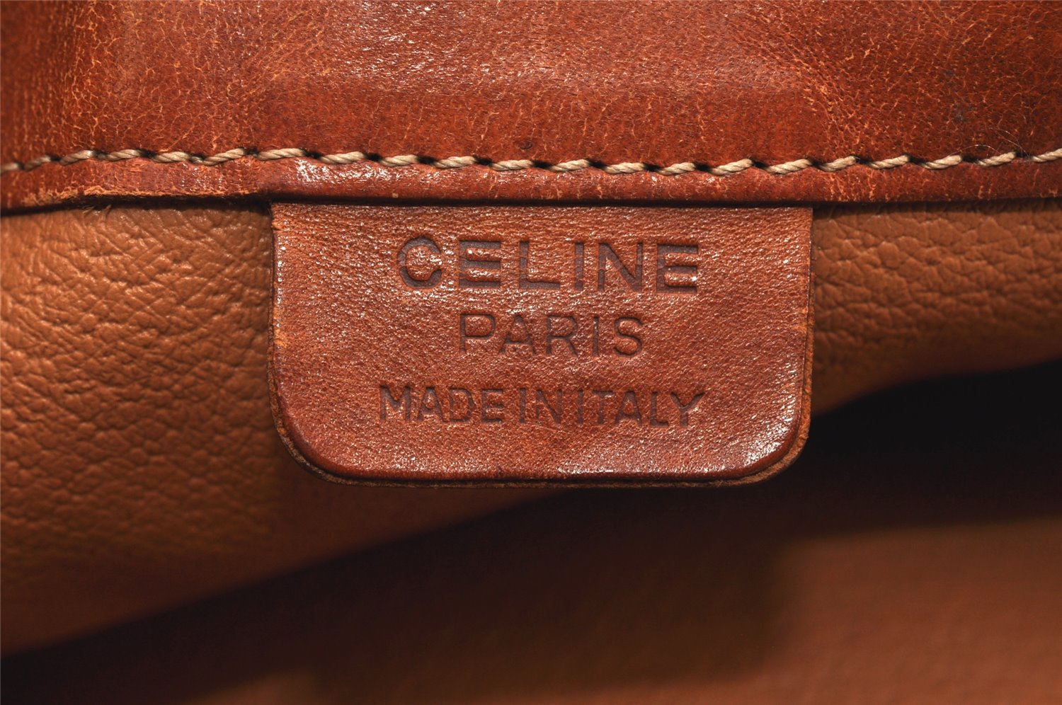 Authentic CELINE Macadam Blason Shoulder Drawstring Bag PVC Leather Brown 5123K