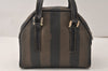 Authentic FENDI Pequin 2Way Hand Bag Purse PVC Leather Brown Black 5125K