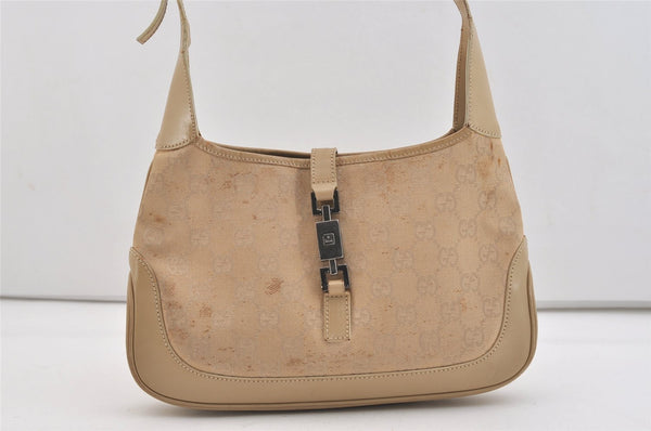 Auth GUCCI Jackie Shoulder Hand Bag GG Canvas Leather 0013735 Beige Junk 5126J