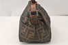 Authentic FENDI Zucca Vintage Shoulder Bag Purse Nylon Leather Brown 5126K