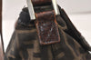 Authentic FENDI Zucca Vintage Shoulder Bag Purse Nylon Leather Brown 5126K