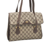 Authentic GUCCI Vintage Hand Bag Purse GG PVC Leather Brown Junk 5128K