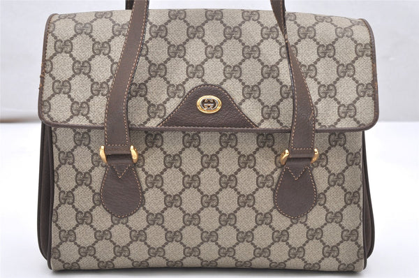 Authentic GUCCI Vintage Hand Bag Purse GG PVC Leather Brown Junk 5128K