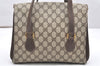 Authentic GUCCI Vintage Hand Bag Purse GG PVC Leather Brown Junk 5128K