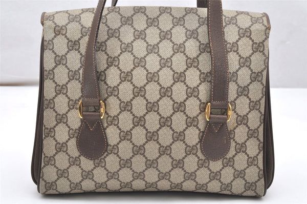 Authentic GUCCI Vintage Hand Bag Purse GG PVC Leather Brown Junk 5128K
