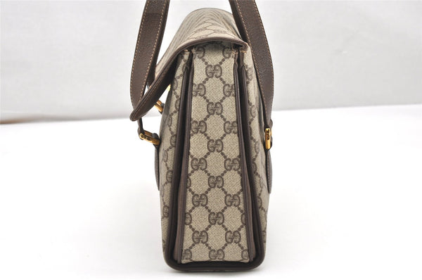 Authentic GUCCI Vintage Hand Bag Purse GG PVC Leather Brown Junk 5128K