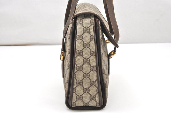 Authentic GUCCI Vintage Hand Bag Purse GG PVC Leather Brown Junk 5128K