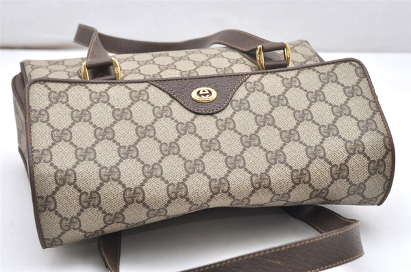 Authentic GUCCI Vintage Hand Bag Purse GG PVC Leather Brown Junk 5128K