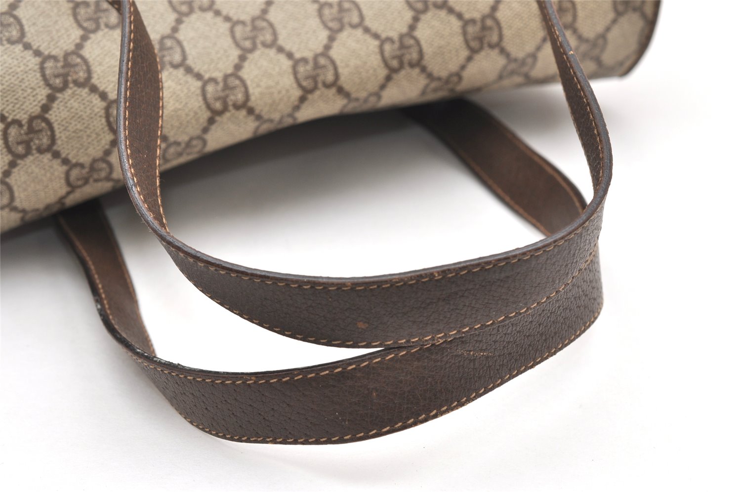 Authentic GUCCI Vintage Hand Bag Purse GG PVC Leather Brown Junk 5128K