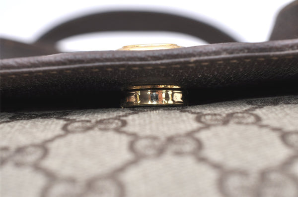 Authentic GUCCI Vintage Hand Bag Purse GG PVC Leather Brown Junk 5128K