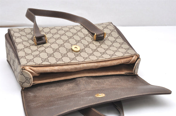Authentic GUCCI Vintage Hand Bag Purse GG PVC Leather Brown Junk 5128K
