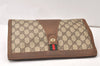 Authentic GUCCI Web Sherry Line Clutch Hand Bag GG PVC Leather Brown Junk 5129K