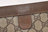 Authentic GUCCI Web Sherry Line Clutch Hand Bag GG PVC Leather Brown Junk 5129K