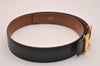 Authentic HERMES Constance Leather Belt Size 65cm 25.6" Black Brown Box 5130J