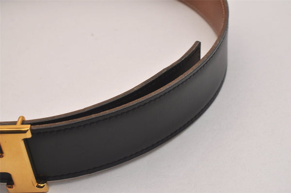 Authentic HERMES Constance Leather Belt Size 65cm 25.6" Black Brown Box 5130J